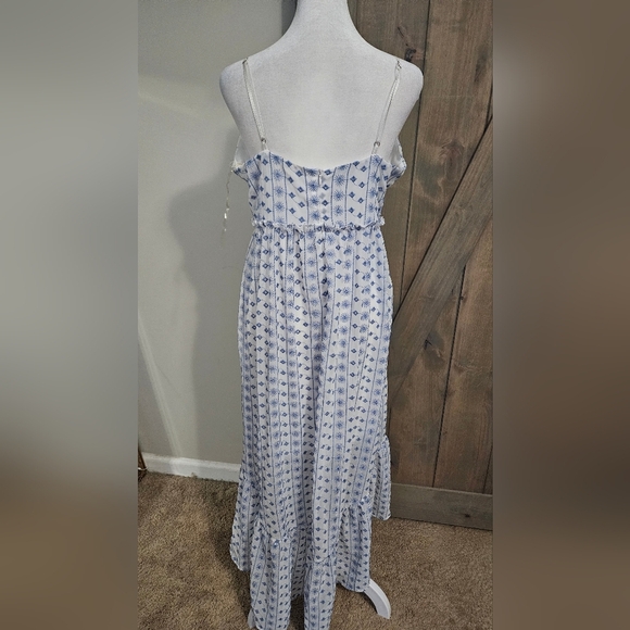 MI AMI Eyelet Lace Printed High Low Spaghetti Strap Sundress In Blue/white. MED - Picture 5 of 14